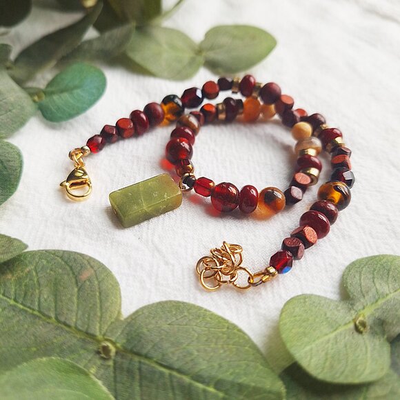 Serpentine Pendant Choker, Dark Cottagecore Boho Necklace, 24k Gold Witchy - Picture 4 of 7